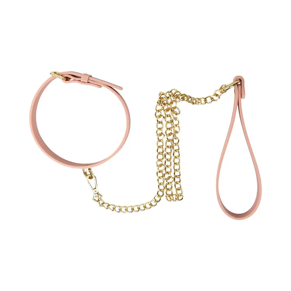Temptasia Ardor Bondage Collar and Leash - Pink Silicone  Collars and Leads