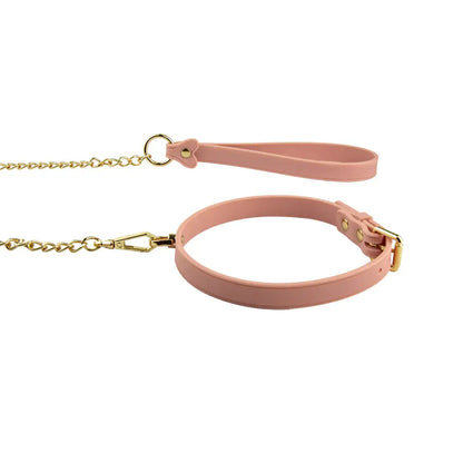 Temptasia Ardor Bondage Collar and Leash - Pink Silicone  Collars and Leads