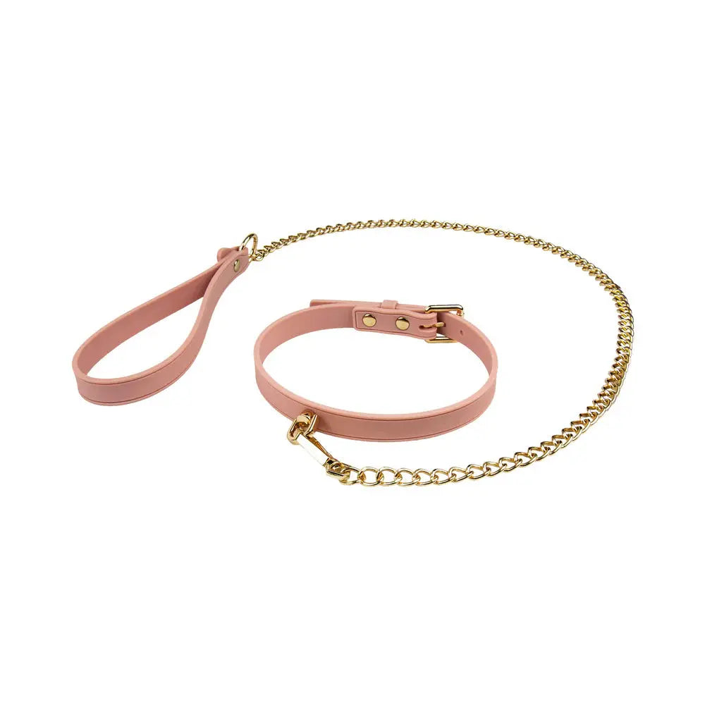 Temptasia Ardor Bondage Collar and Leash - Pink Silicone  Collars and Leads