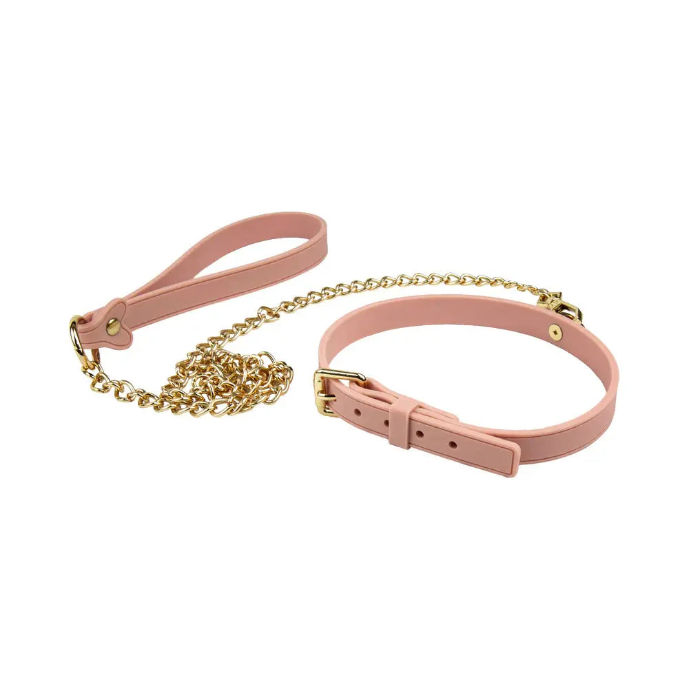 Temptasia Ardor Bondage Collar and Leash - Pink Silicone  Collars and Leads
