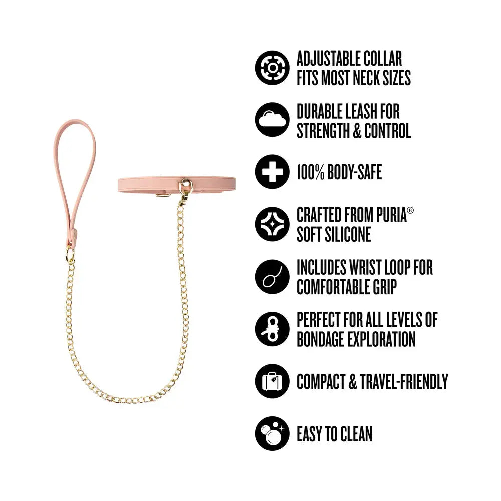 Temptasia Ardor Bondage Collar and Leash - Pink Silicone  Collars and Leads