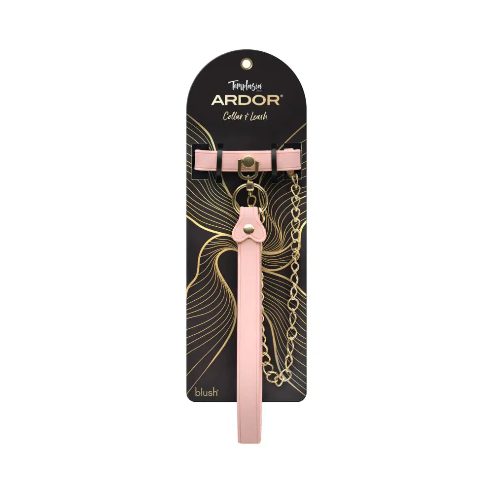 Temptasia Ardor Bondage Collar and Leash - Pink Silicone  Collars and Leads