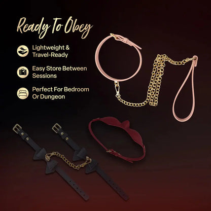 Temptasia Ardor Bondage Collar and Leash - Pink Silicone  Collars and Leads