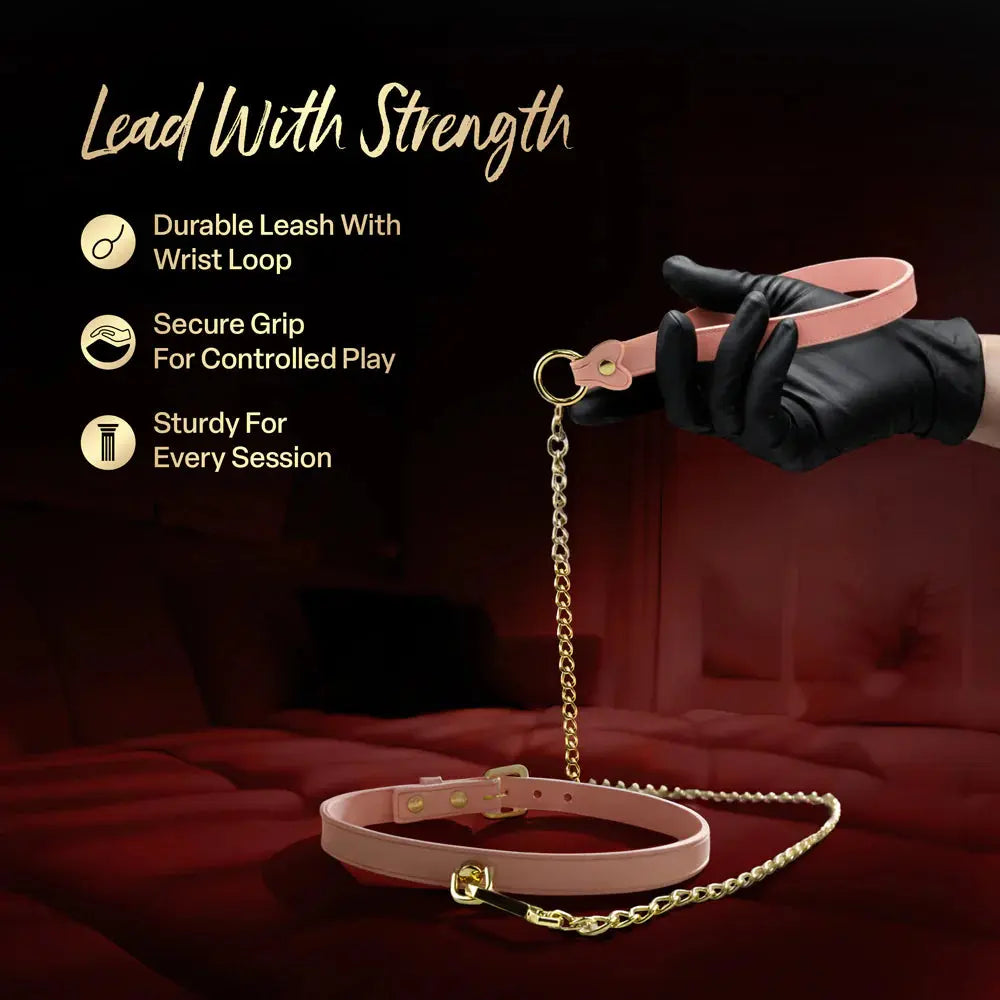 Temptasia Ardor Bondage Collar and Leash - Pink Silicone  Collars and Leads