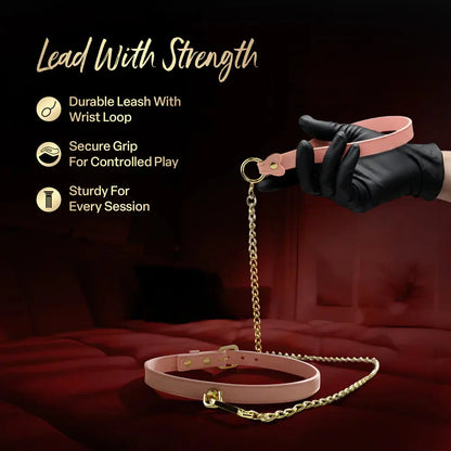 Temptasia Ardor Bondage Collar and Leash - Pink Silicone  Collars and Leads