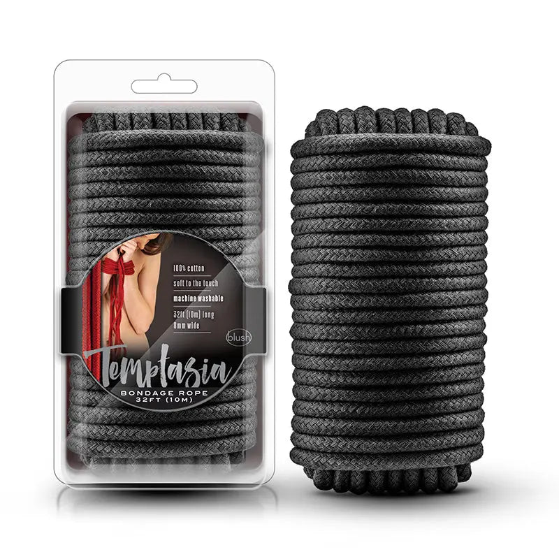 Temptasia Bondage Rope 32 ft. / 10 m Black  Fetish - Cuffs & Restraints
