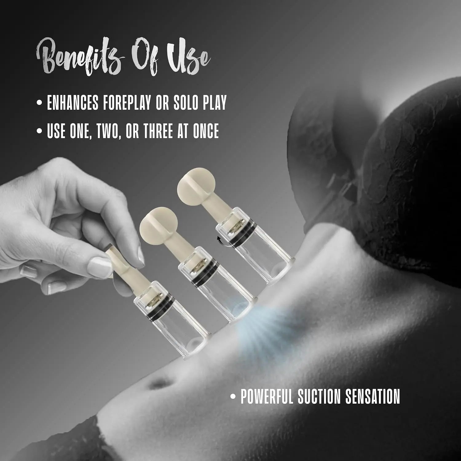 Temptasia Clit and Nipple Twist Suckers 3-Piece Set Clear  Fetish - Nipple Clips Clamps & Suckers