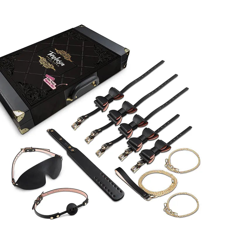 Temptasia Safe Word 10-Piece Bondage Kit with Suitcase Black