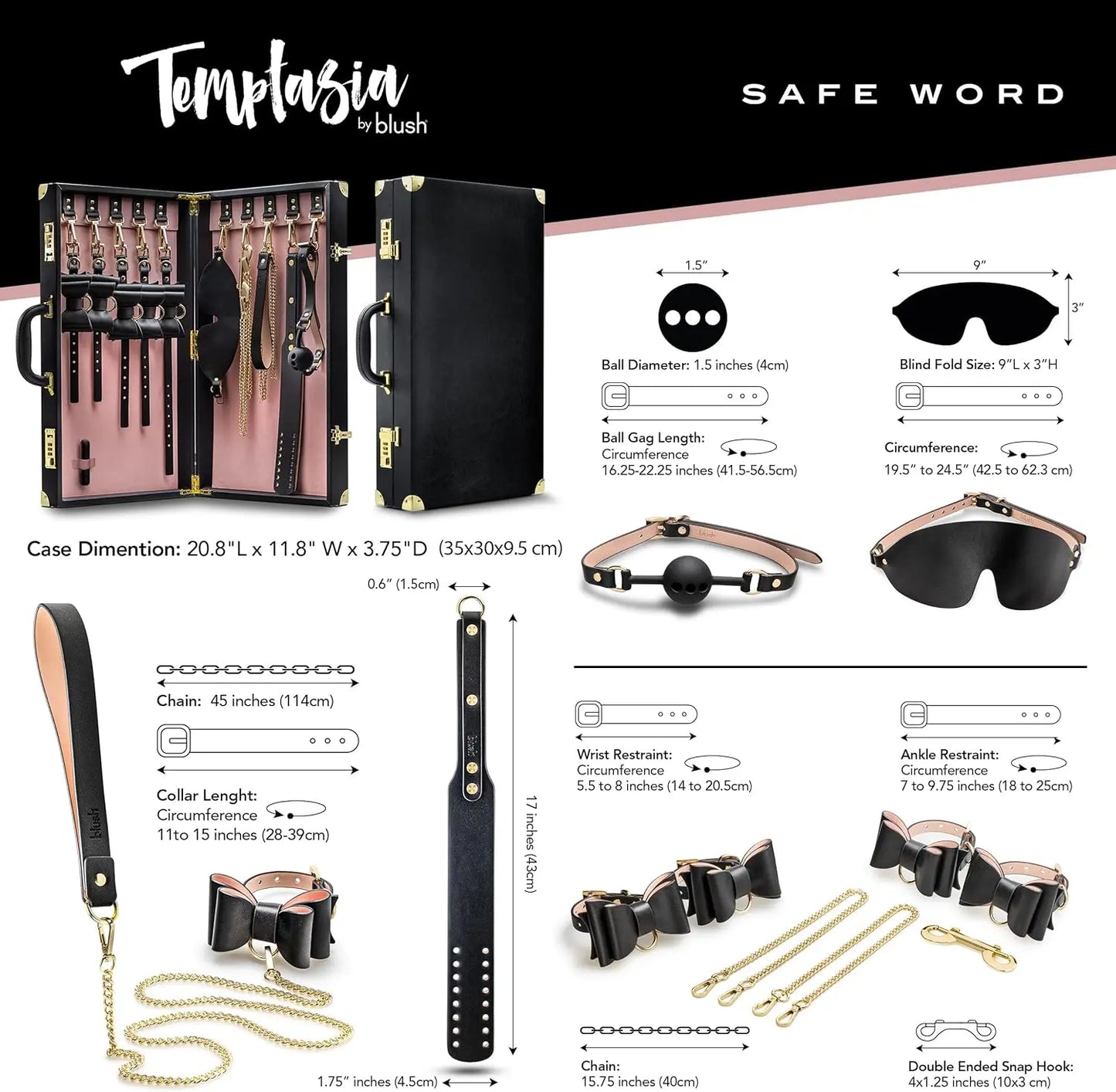 Temptasia Safe Word 10-Piece Bondage Kit with Suitcase Black  Bondage Kits