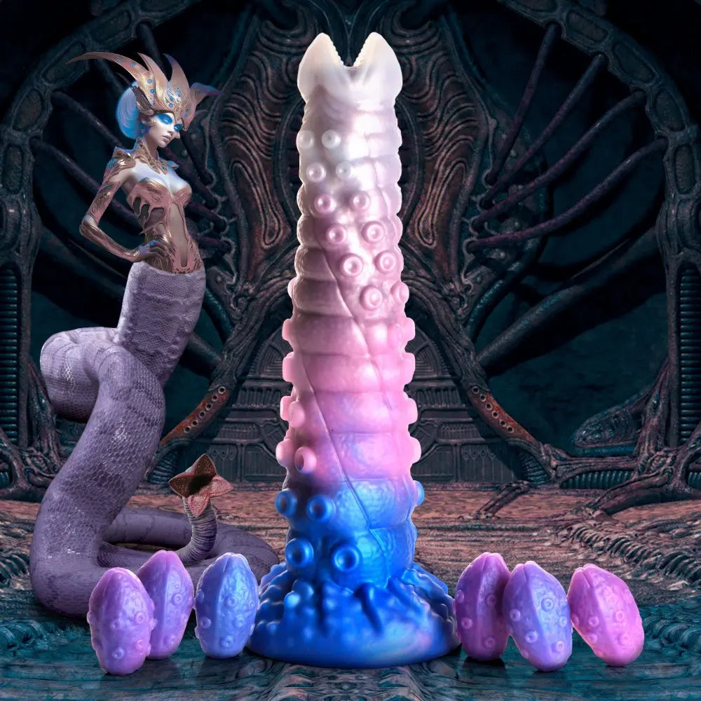 Tenta-Queen Ovipositor Silicone Dildo with Eggs  Fantasy Dildos