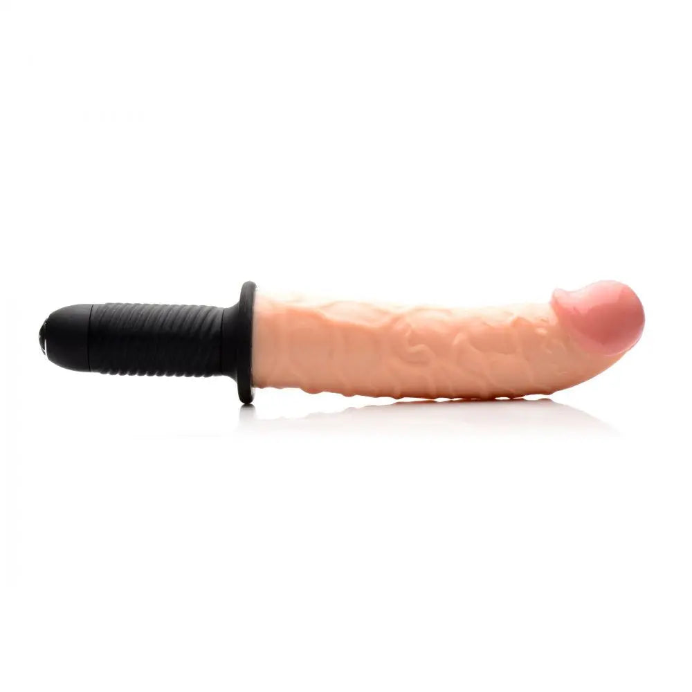 The Curved Dicktator 13 Mode Vibrating Giant Dildo Thruster - Flesh  Vibrating Toys