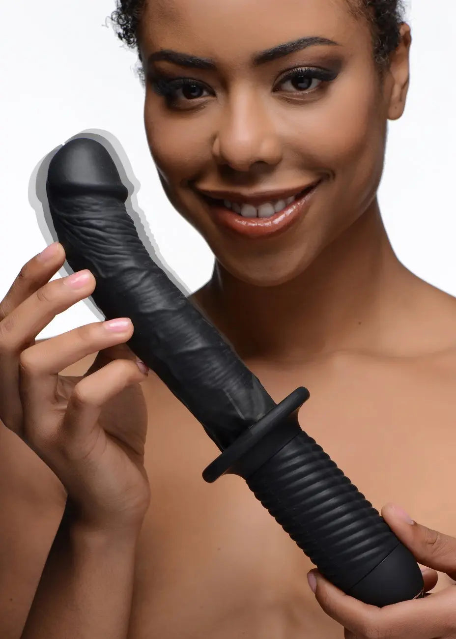 The Large Realistic 10X Silicone Vibrator with Handle  Vibrating Toys