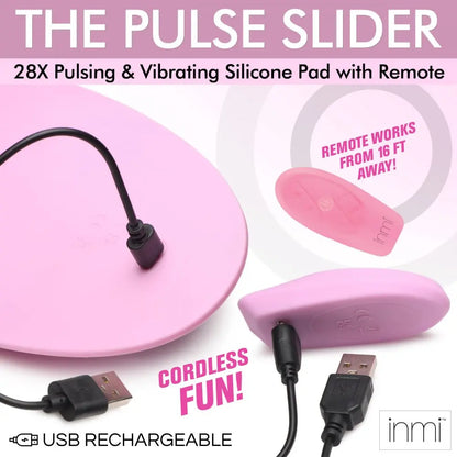 The Pulse Slider 28X Pulsing and Vibrating Silicone Pad with Remote  Grinders and Tribbing Toys