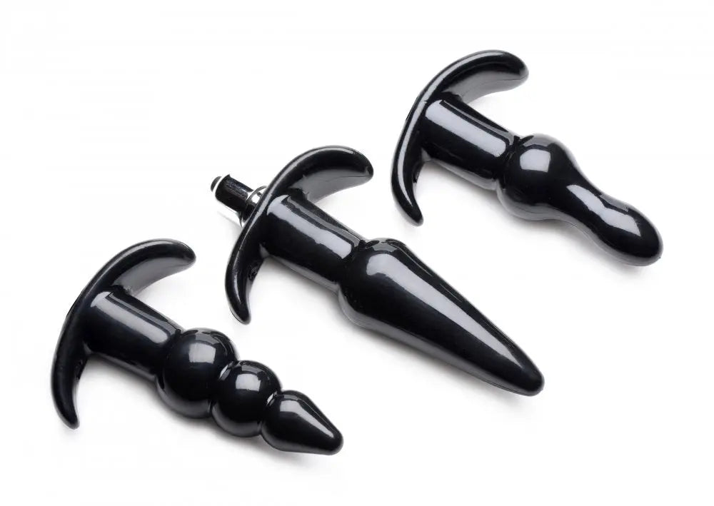 Thrill Trio Vibrating Anal Plug Set - Black  Anal Plugs