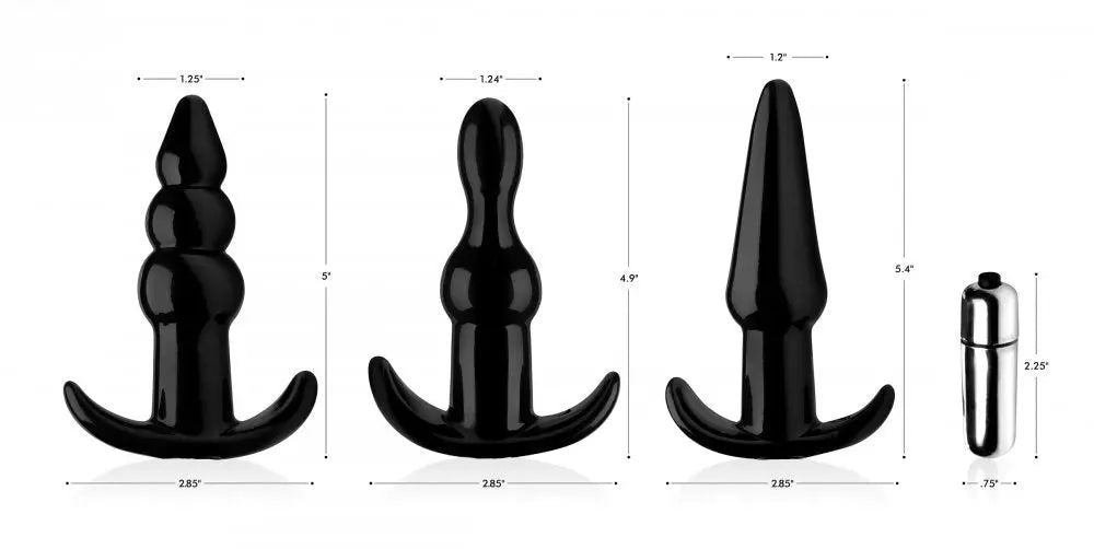 Thrill Trio Vibrating Anal Plug Set - Black  Anal Plugs