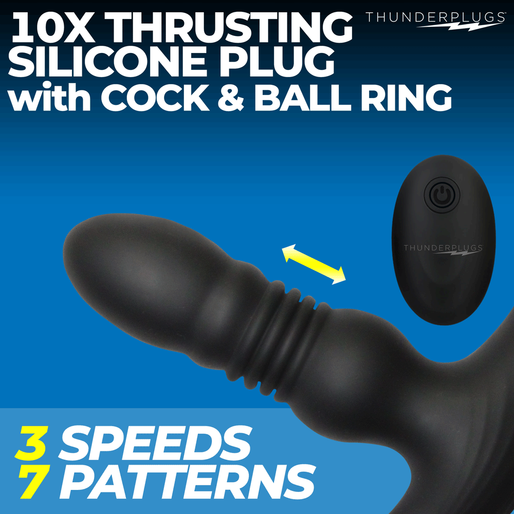 Thrusting Prostate Vibrator with Cock and Ball Ring and Remote BBD Brands Thrusting Prostate Vibrator with Cock and Ball Ring and Remote BBD Brands