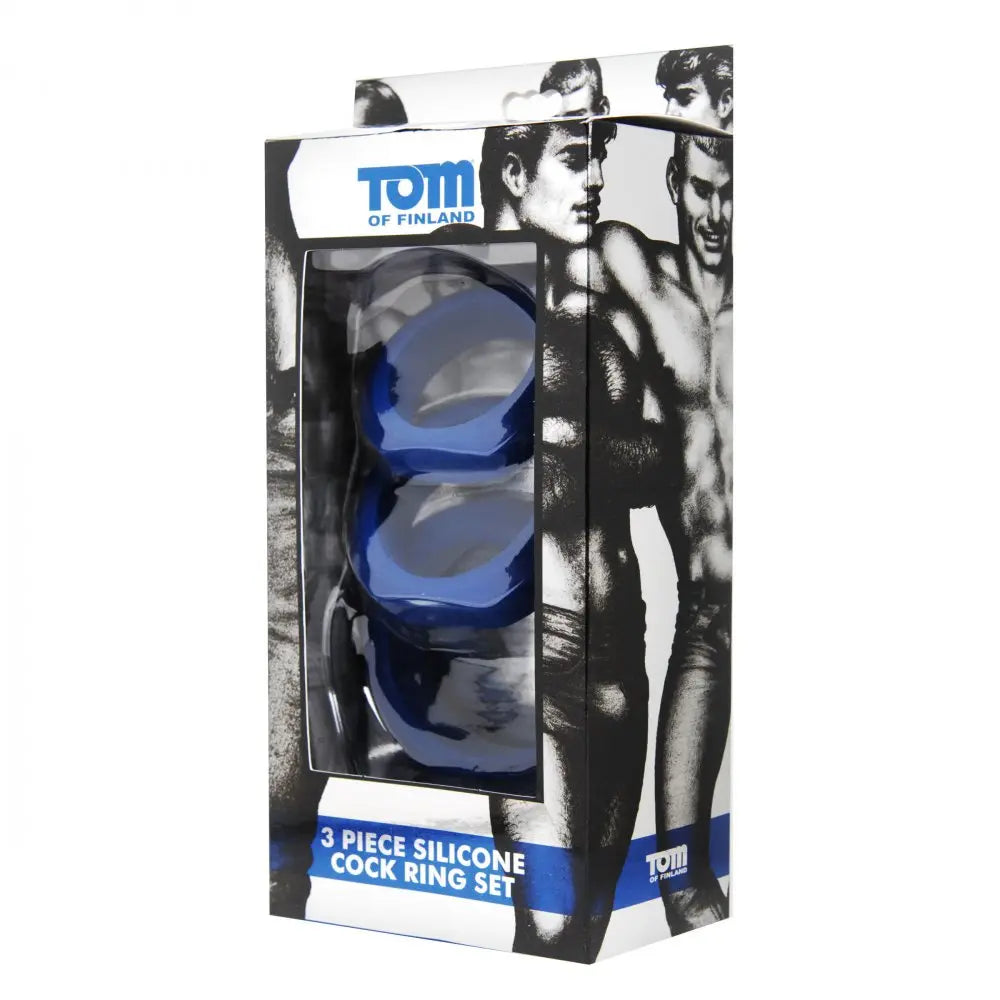 Tom of Finland 3 Piece Silicone Cock Ring Set - Blue  Cock Rings