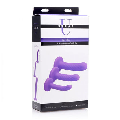 Tri-Play 3 Piece Silicone Dildo Set Strap On Dildo Set  Strap-Ons & Harnesses