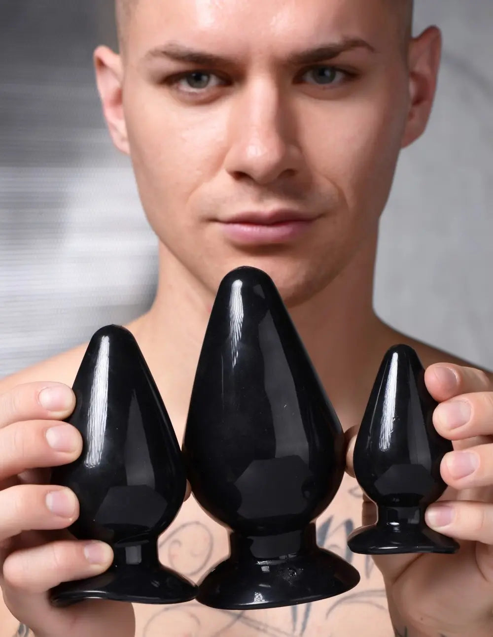 Triple Cones 3 Piece Anal Plug Set - Black Anal Training Kit  Anal Training