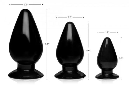 Triple Cones 3 Piece Anal Plug Set - Black Anal Training Kit  Anal Training