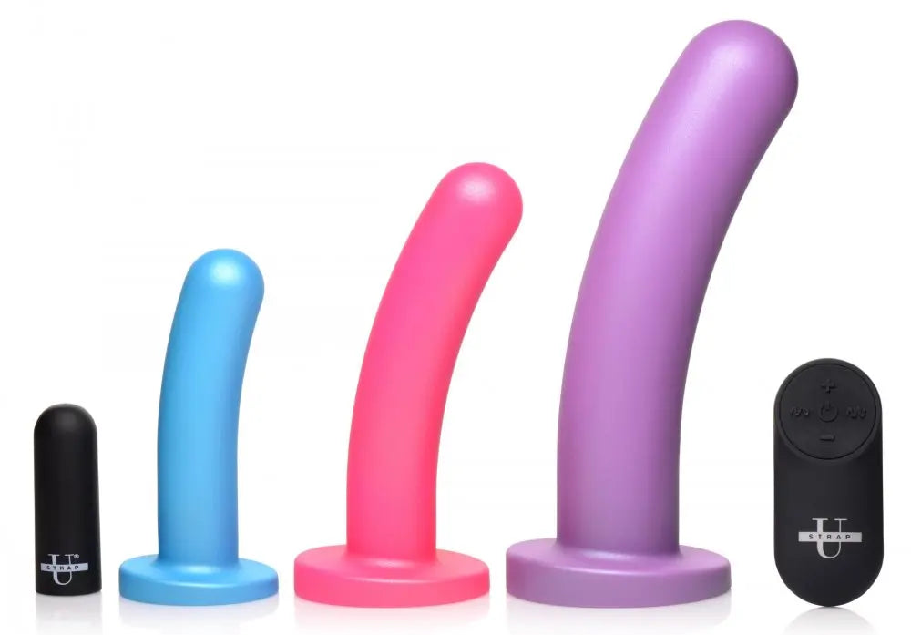 Triple Peg 28X Vibrating Silicone Dildo Set with Remote Control  Vibrating Toys