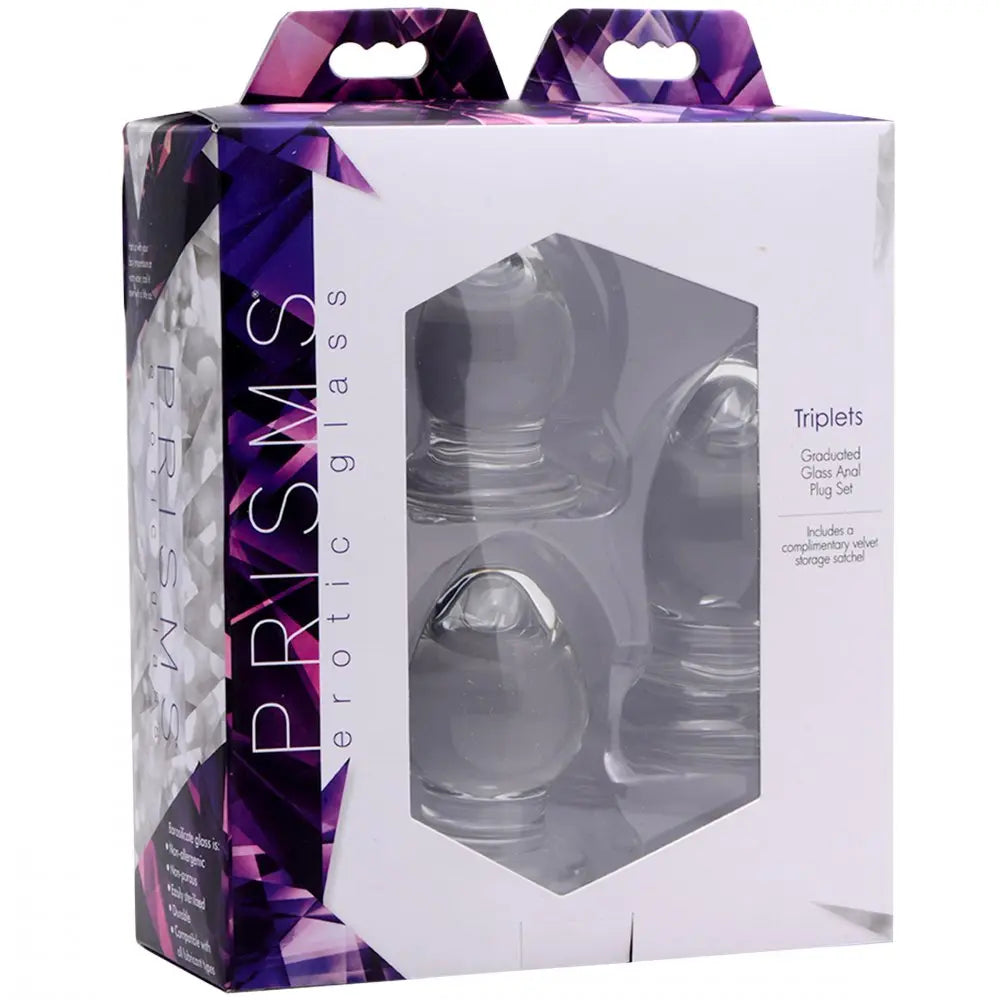 Triplets 3 Piece Glass Anal Training Kit Butt Plug Kit  Glass Anal Plug Sex Toy