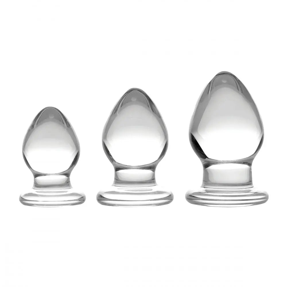 Triplets 3 Piece Glass Anal Training Kit Butt Plug Kit  Glass Anal Plug Sex Toy