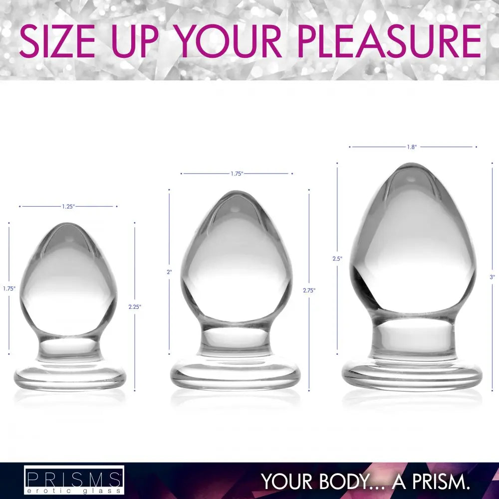 Triplets 3 Piece Glass Anal Training Kit Butt Plug Kit  Glass Anal Plug Sex Toy