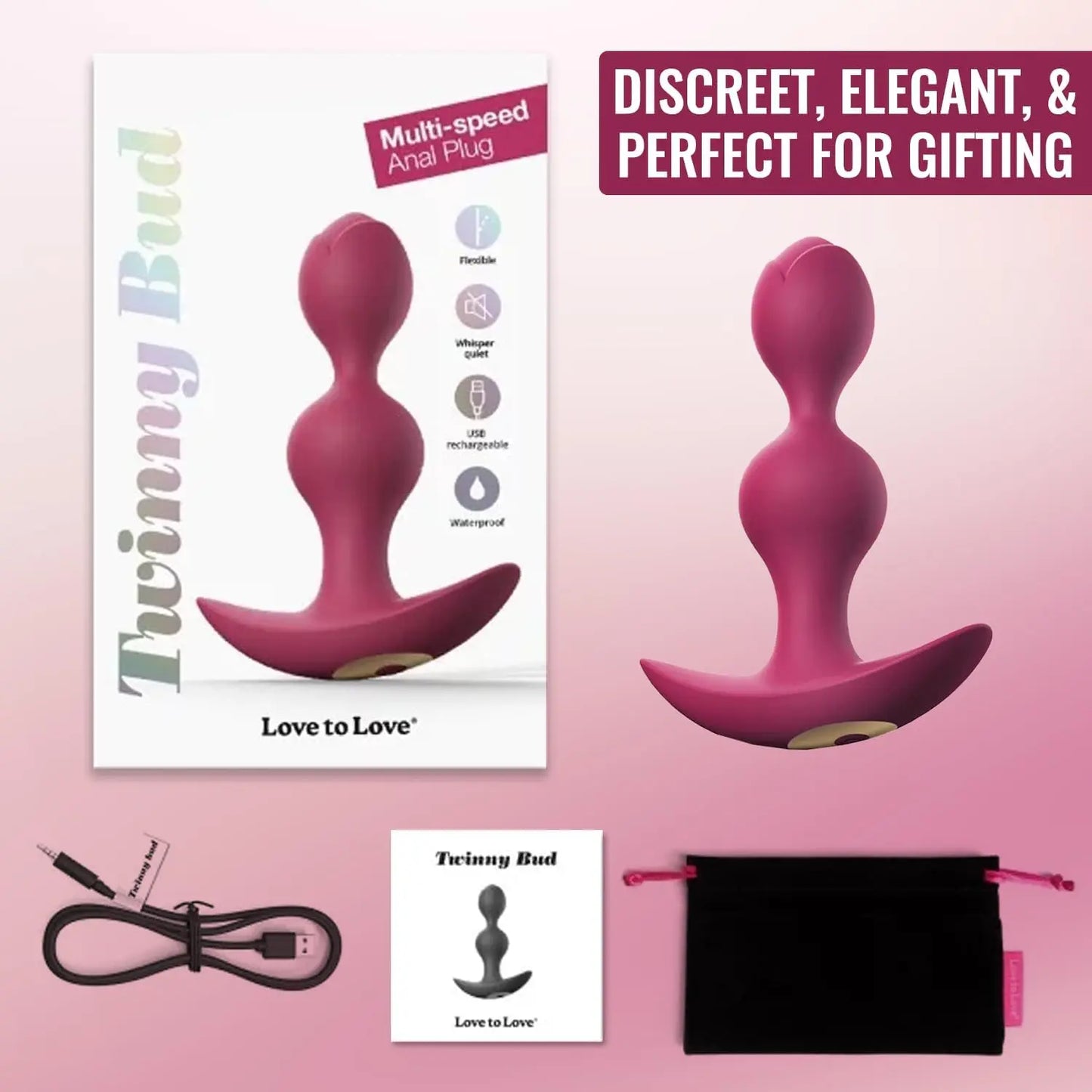 Twinny Bud Rechargeable Silicone Multi-Speed Vibrating Anal Plug  Anal Plug Sex Toy