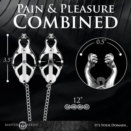 Tyrant Spiked Clover Clamps Nipple Clamps with Chain Nipple Torture BDSM  Nipple and Clit Toys