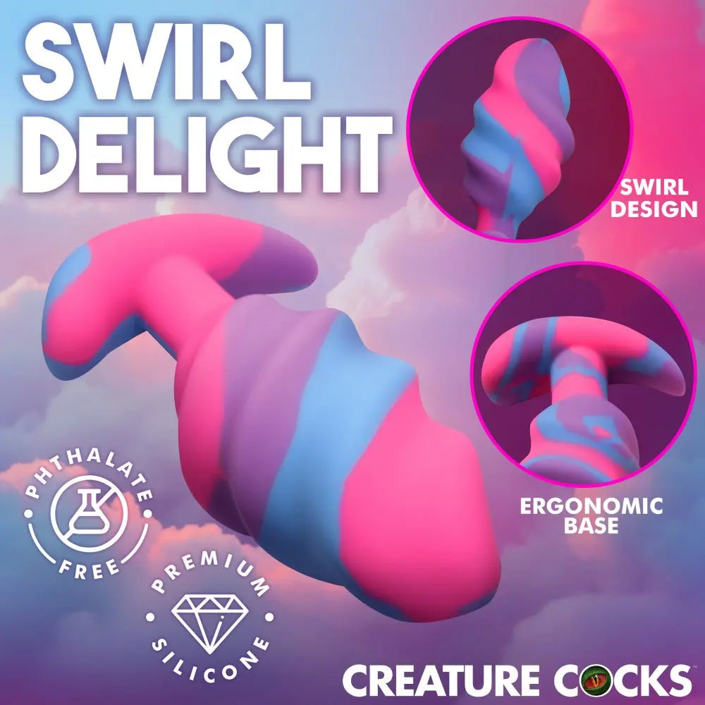 Unicorn Swirl Silicone Butt Plug Ribbed Anal Plug- Large  Anal