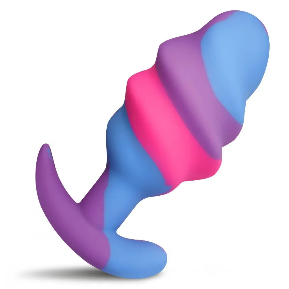 Unicorn Swirl Silicone Butt Plug Ribbed Anal Plug- Large  Anal