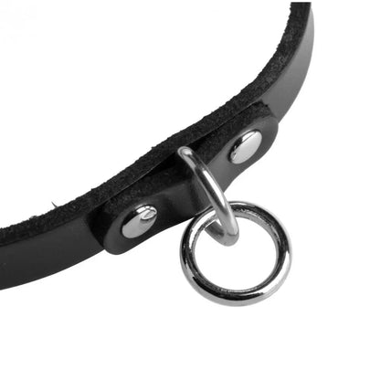 Unisex Leather Bondage Choker with O-Ring- ML BDSM Submissive Collar  Bondage Gear