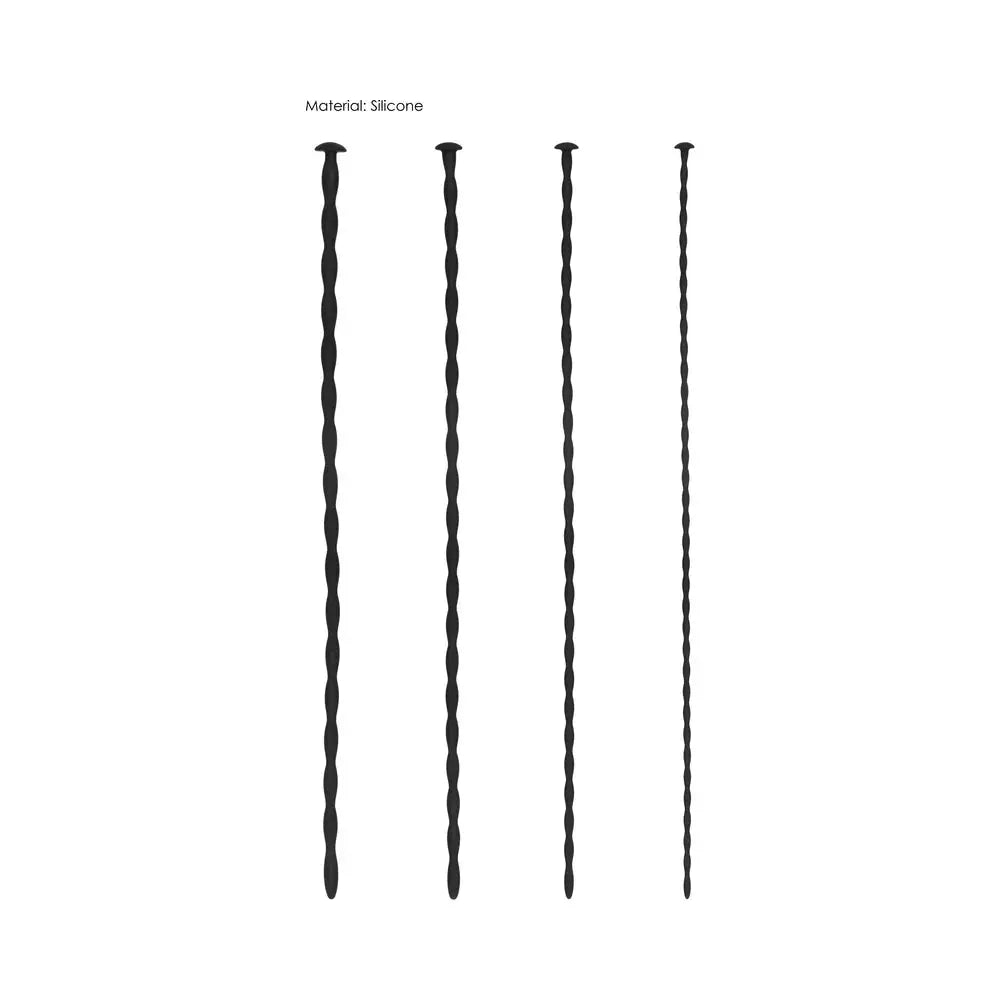 Urethral Sounding Beginner Silicone Sounds Spiral Screw Penis Plug Set Black 3 mm / 4 mm / 5 mm / 6 mm  Urethral Sound