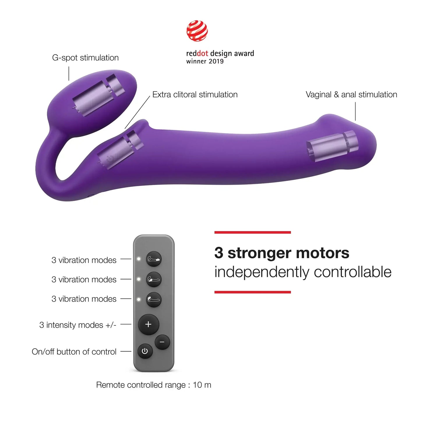 VIBRATING BENDABLE STRAP-ON - M - PURPLE  Strap-Ons & Harnesses