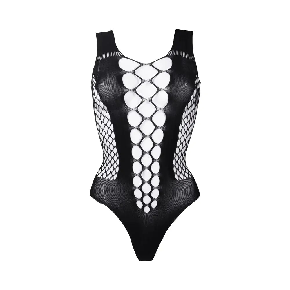 Valentines Day Lingerie Le Desir Contrast Fence Net Teddy Black O/S  Lingerie - Bra and Panty sets