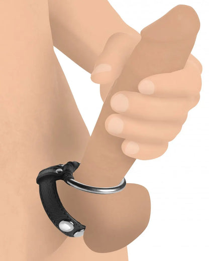 Vegan Leather and Steel Cock and Ball Ring  Cock Rings