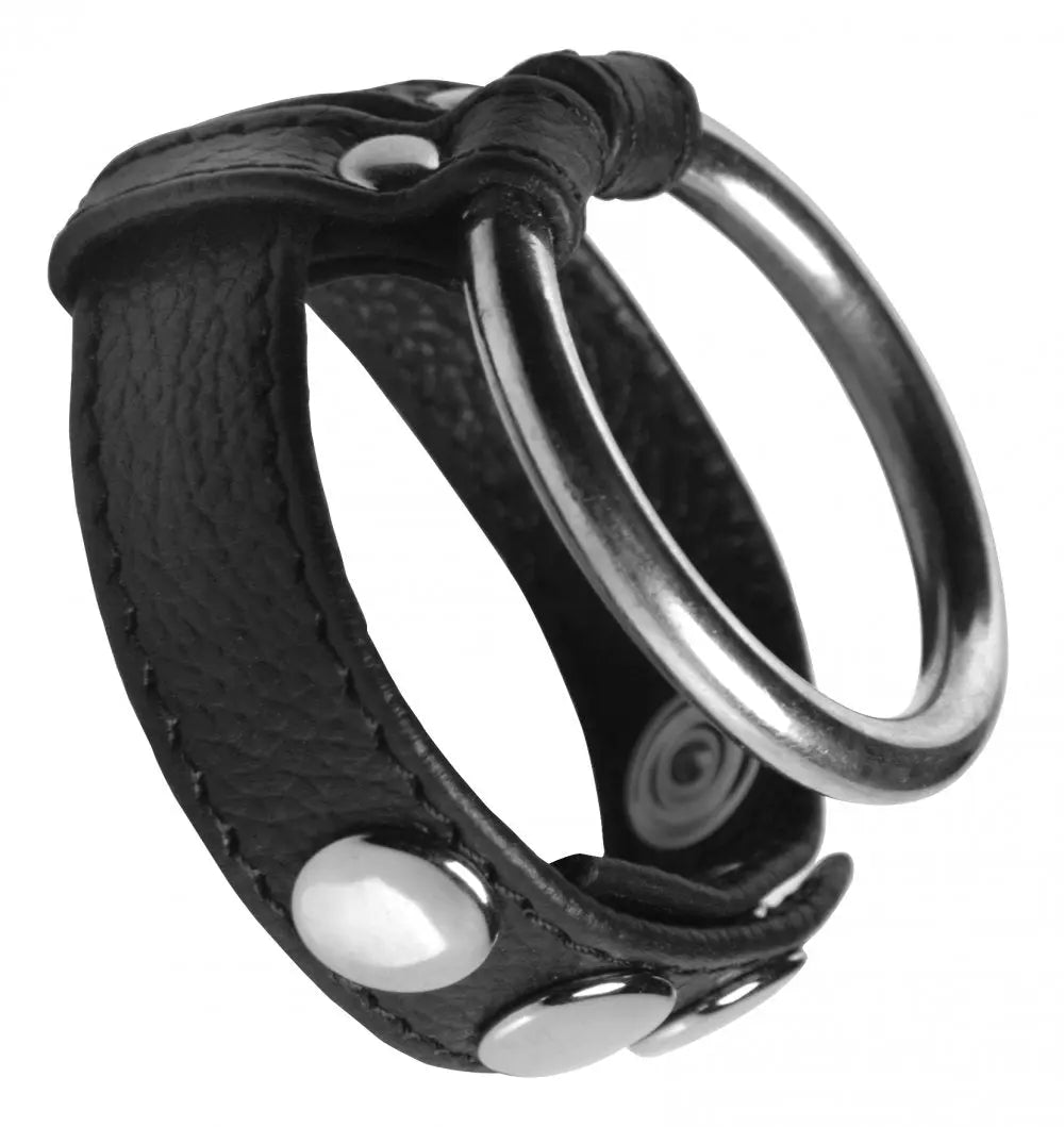 Vegan Leather and Steel Cock and Ball Ring  Cock Rings