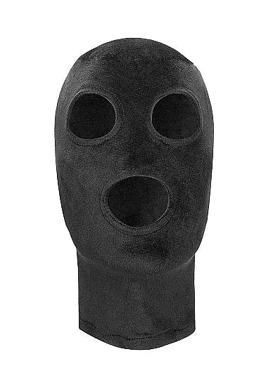 Velvet Bondage Hood Full-Head Mask With Eye and Mouth Opening Black  Bondage Hood