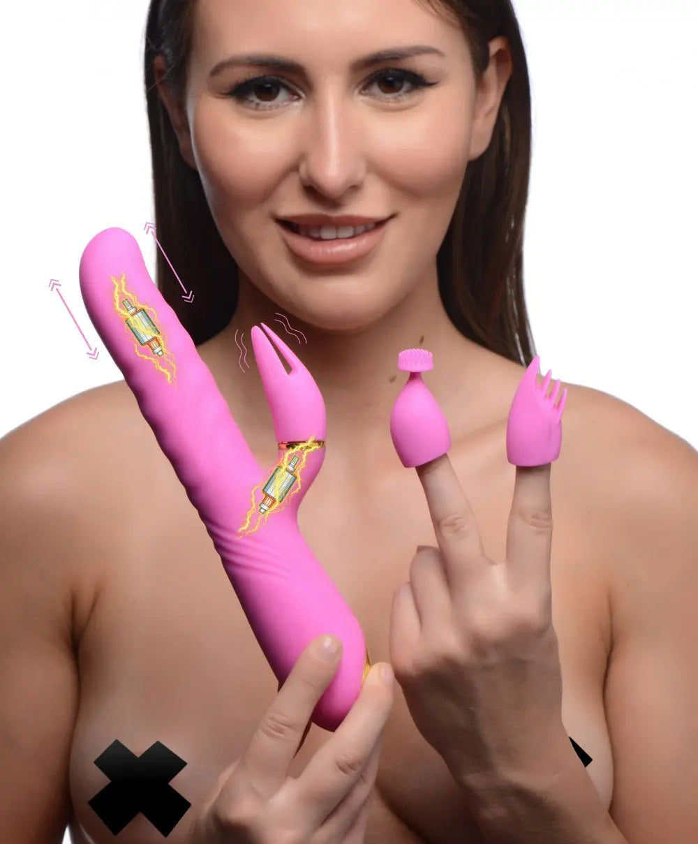 VersaMax 10X Thrusting Vibrator with 3 Clitoral Attachments  Rabbit Vibrators