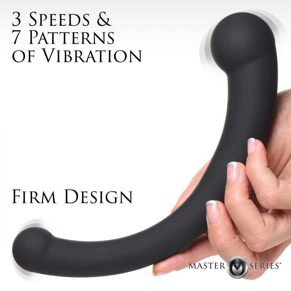 Vibra-Crescent Silicone Vibrating Dual-Ended Curved Anal Dildo - Black  Anal