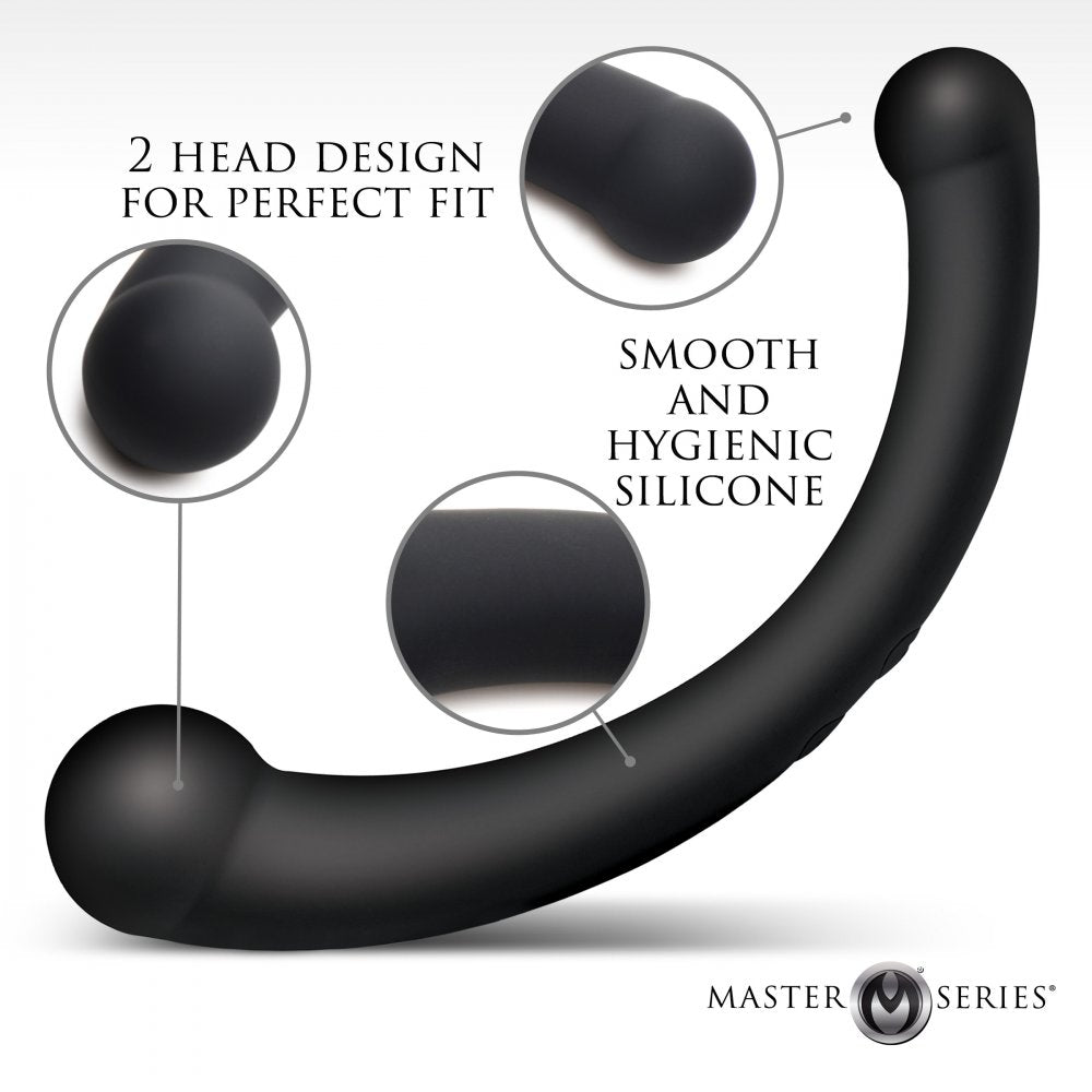 Vibra-Crescent Silicone Vibrating Dual-Ended Curved Anal Dildo - Black  Anal