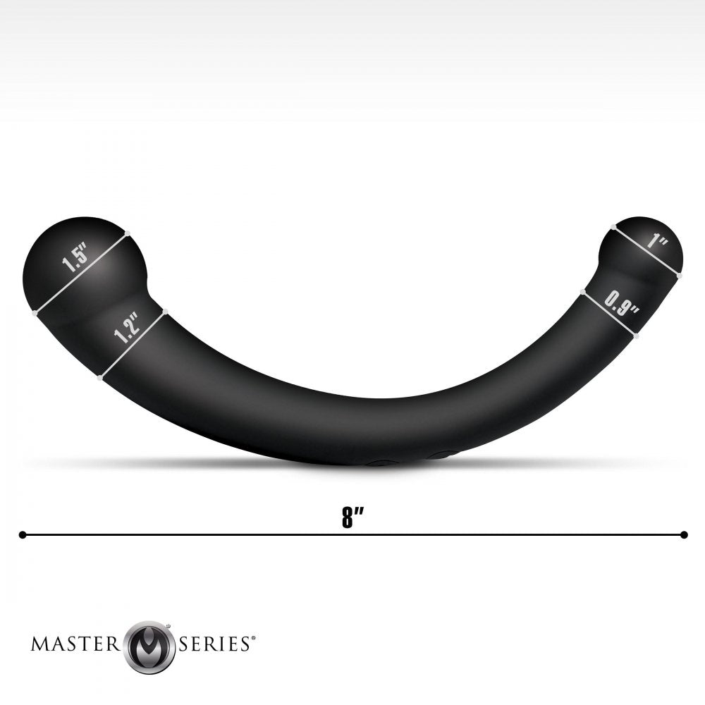 Vibra-Crescent Silicone Vibrating Dual-Ended Curved Anal Dildo - Black  Anal