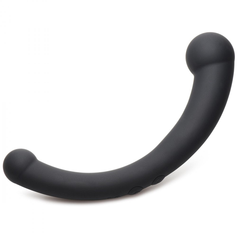 Vibra-Crescent Silicone Vibrating Dual-Ended Curved Anal Dildo - Black  Anal