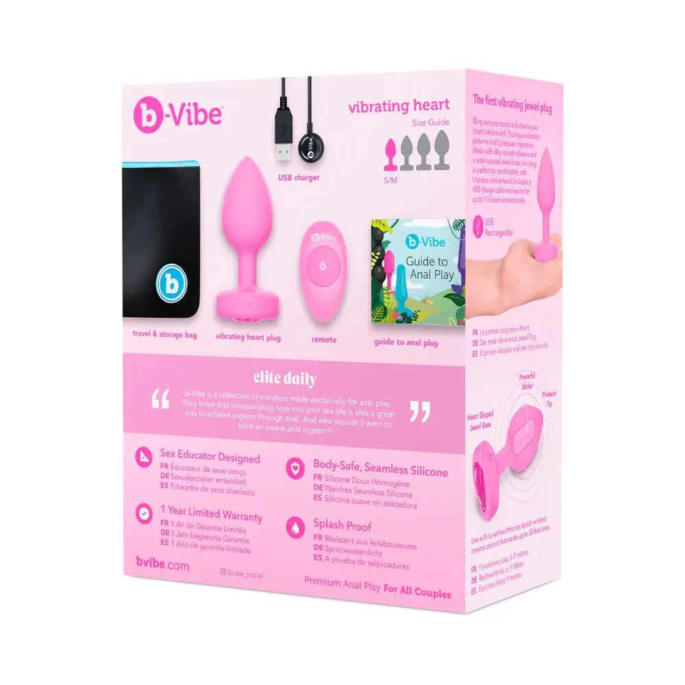 Vibrating Beginner Anal Plug with Heart-Shaped Jewel Base Small  Anal Plug Sex Toy