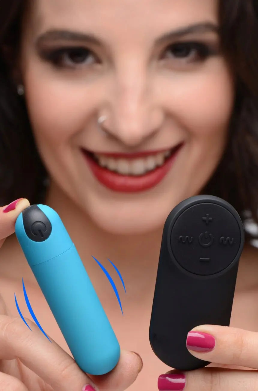 Vibrating Bullet Vibrator with Remote Control - Blue  Bullet Vibrators