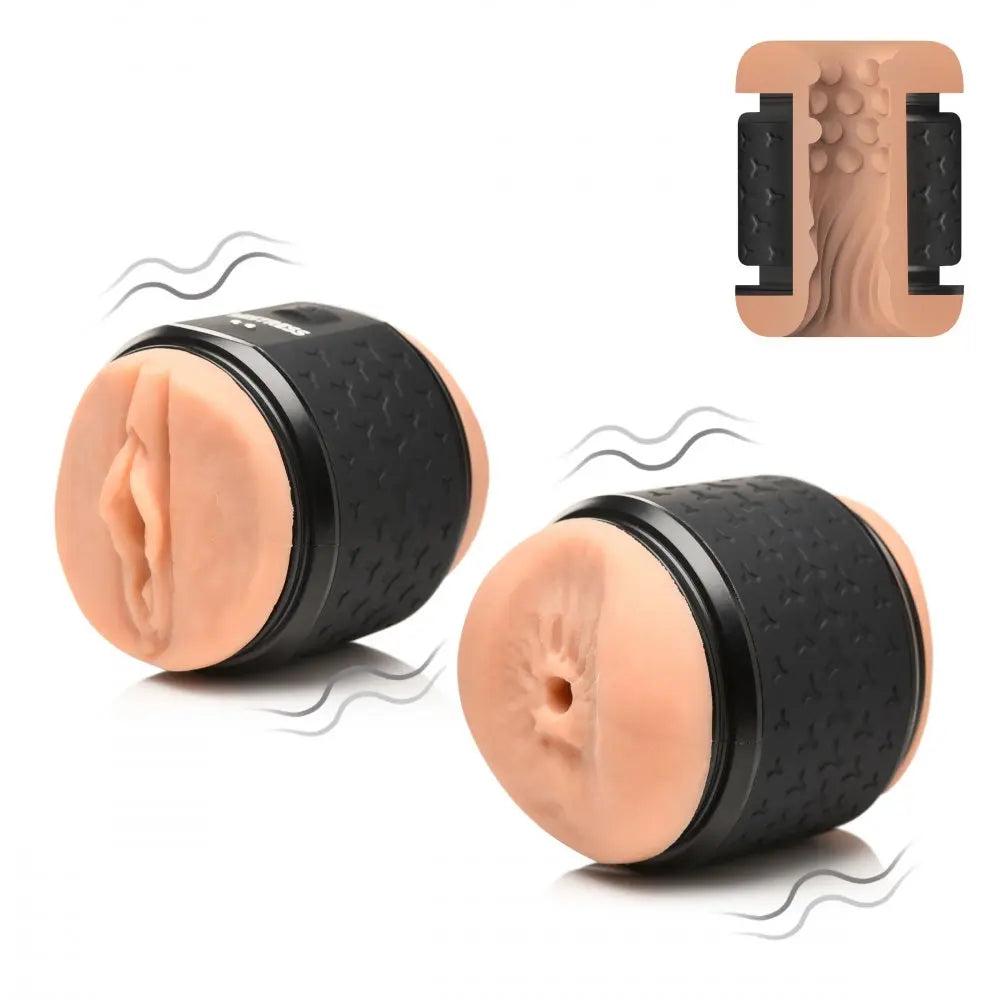 Vibrating Double Shot Mouth and Pussy Stroker Sex Toy for Men Male BBD Brands Vibrating Double Shot Mouth and Pussy Stroker Sex Toy for Men Male BBD Brands