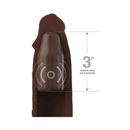 Vibrating Penis Sleeve Sex Toy 9 inch Silicone Penis Extender Brown Cock Sleeve  Penis Extenders and Sleeves