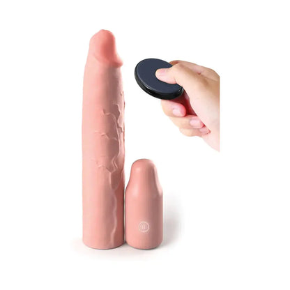 Vibrating Penis Sleeve Sex Toy 9 inch Silicone Penis Extender Extension Sleeve  Penis Extenders and Sleeves