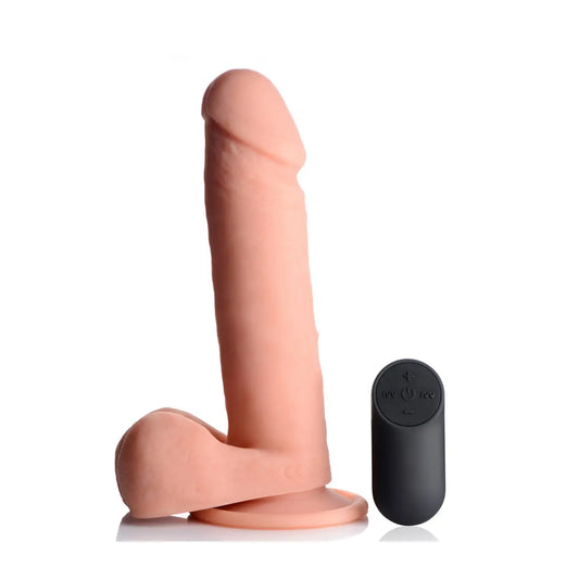 Vibrating Remote Control Silicone Realistic Dildo with Balls - 8 Inch  Realistic Dildos